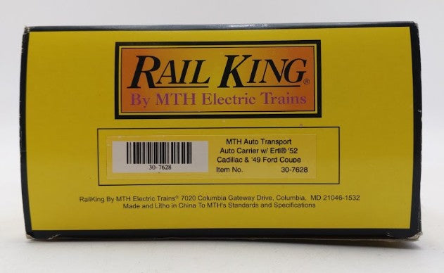 MTH 30-7628 O Gauge Auto Carrier Flatcar with 4 Ertl Cars #4952 EX/Box