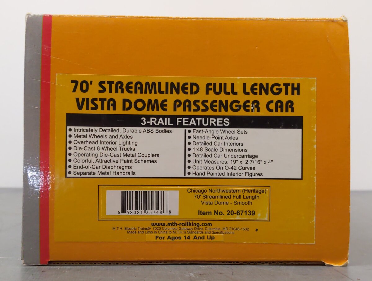 MTH 20-67139 O CN 70' ABS Full Length Vista Dome Pass LN/Box