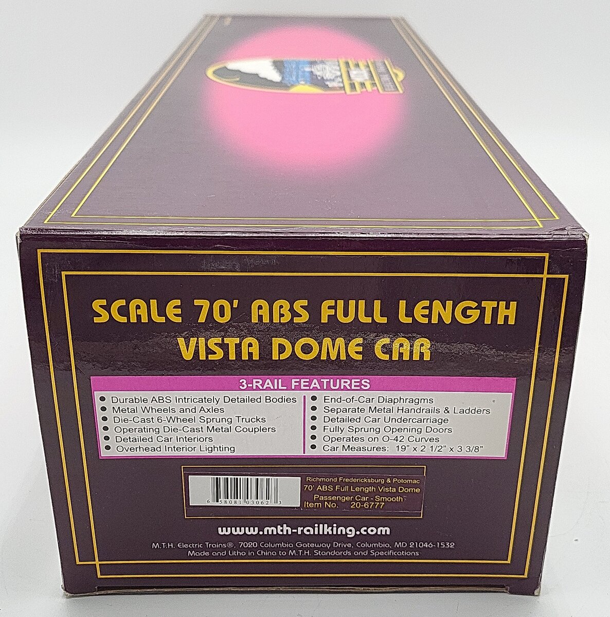 MTH 20-6777 O RF&P Vista Dome Passenger Car EX/Box