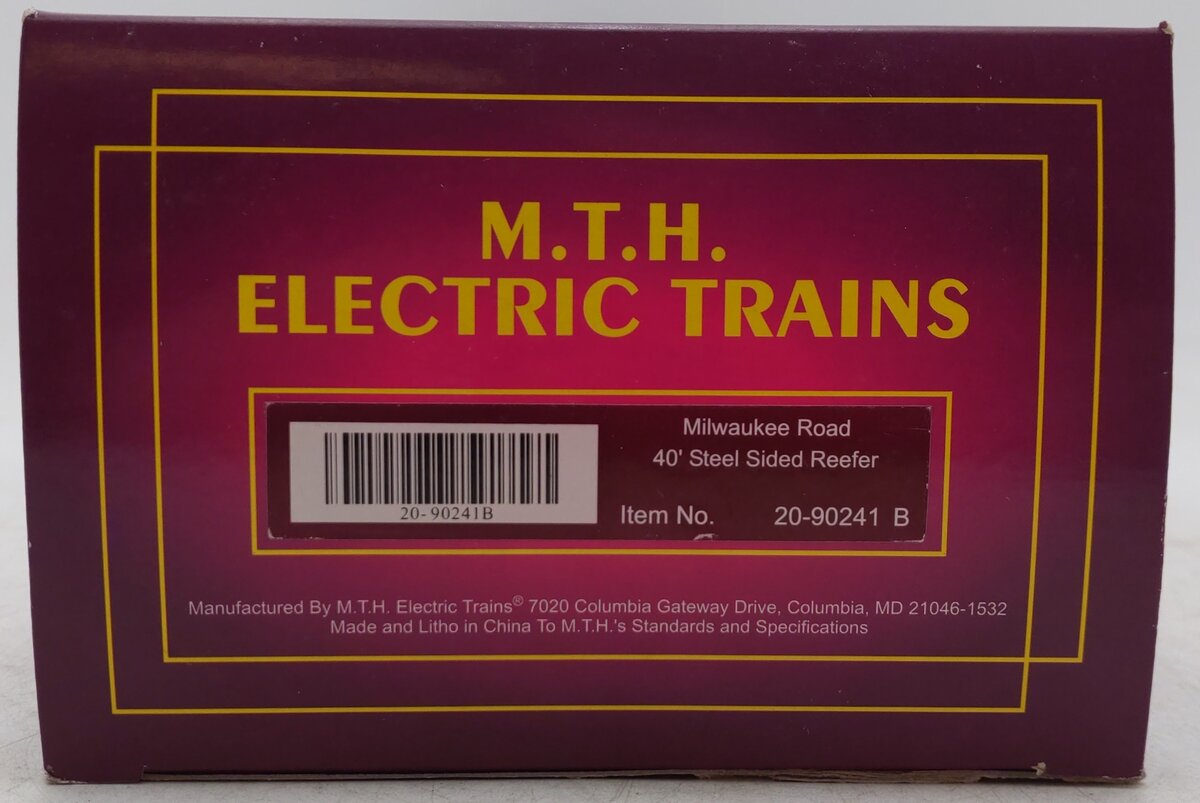MTH 20-90241 B O Gauge Milwaukee Road 40' Steel Sided Reefer #4312 EX/Box
