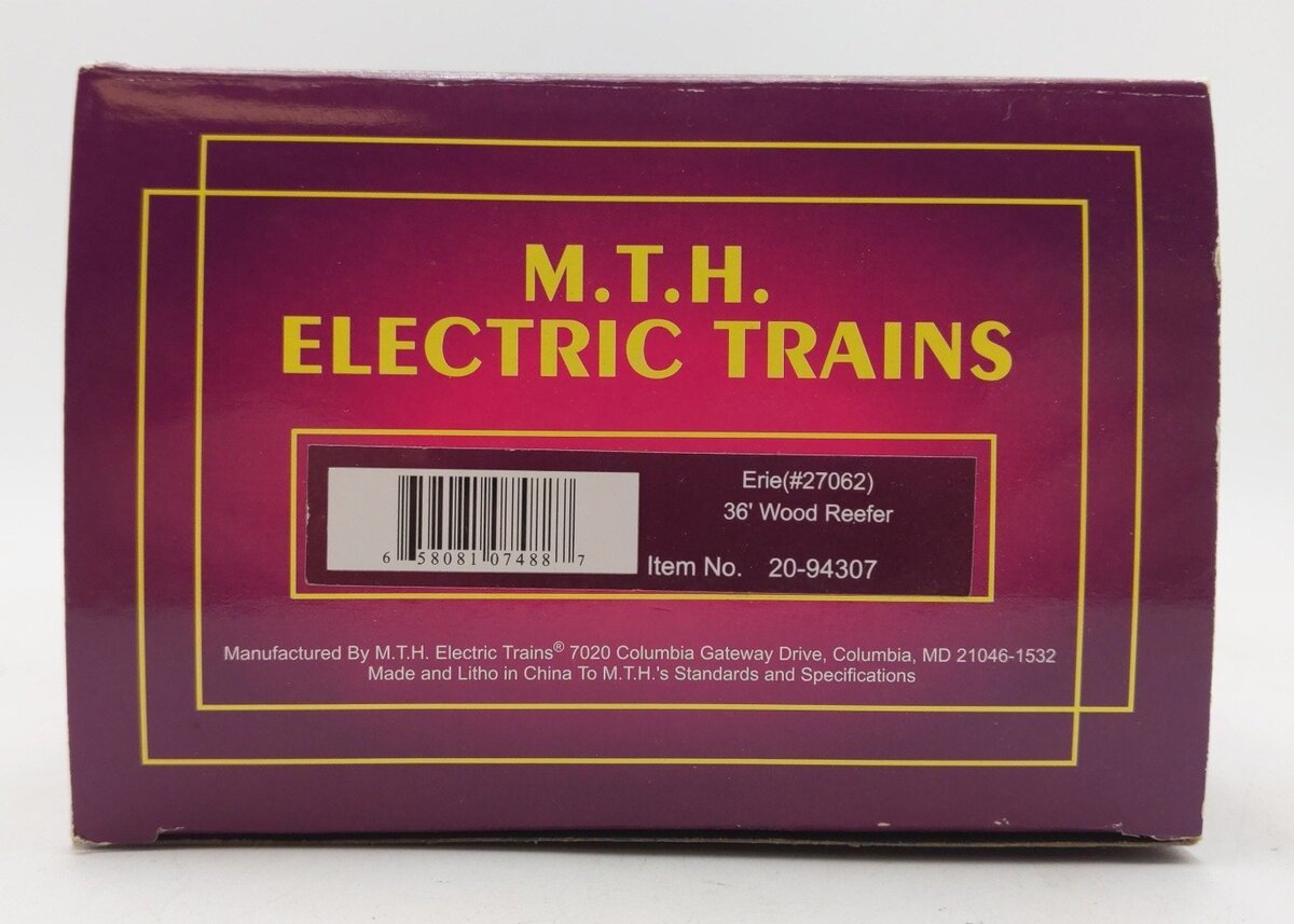 MTH 20-94307 O Gauge Erie 36' Wood Reefer Car #27062 LN/Box