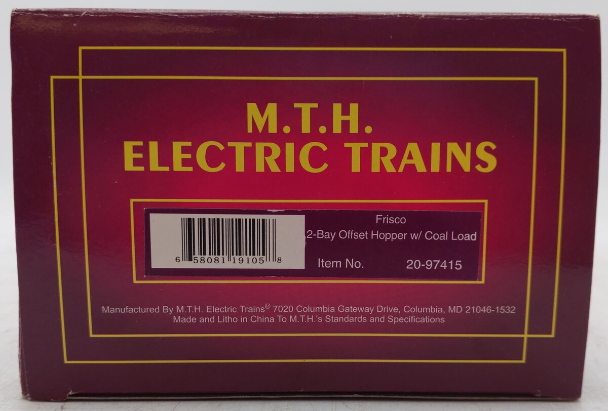 MTH 20-97415 O Frisco Premier 2-Bay Offset Hopper Car with Coal Load #90491 EX/Box