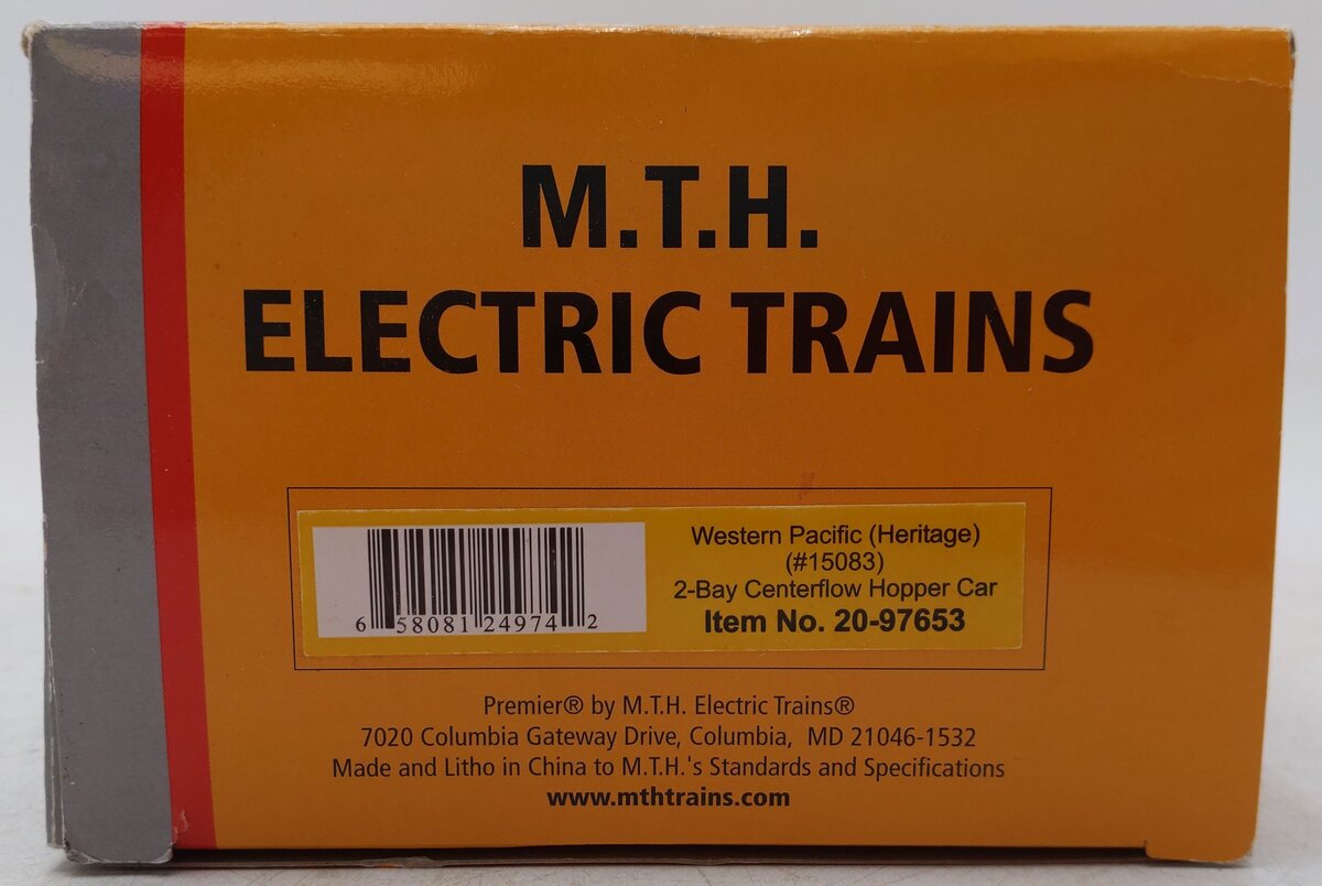 MTH 20-97653 O Western Pacific 2-Bay Centerflow Hopper #15083 EX/Box