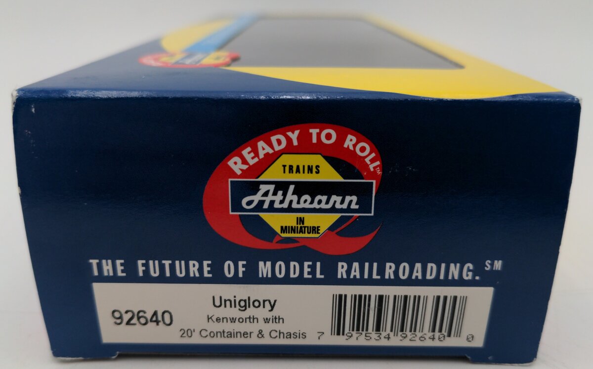 Athearn 92640 HO Scale Uniglory Kenworth With 20' Container & Chassis VG/Box