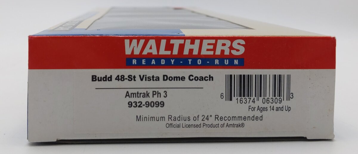 Walthers 932-9099 HO Scale Amtrak Phase 3 St Vista Dome Coach Car EX/Box