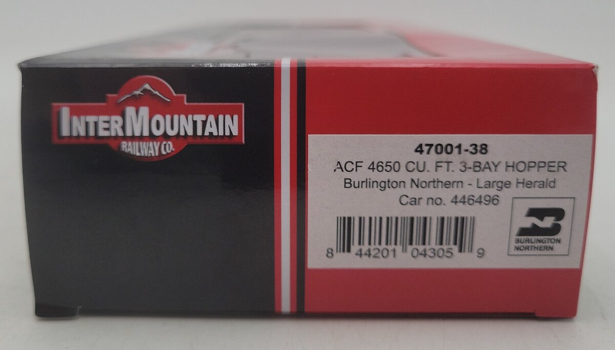 InterMountain 47001-38 HO Scale Burlington Northern 3-Bay Hopper Car #446496 EX/Box