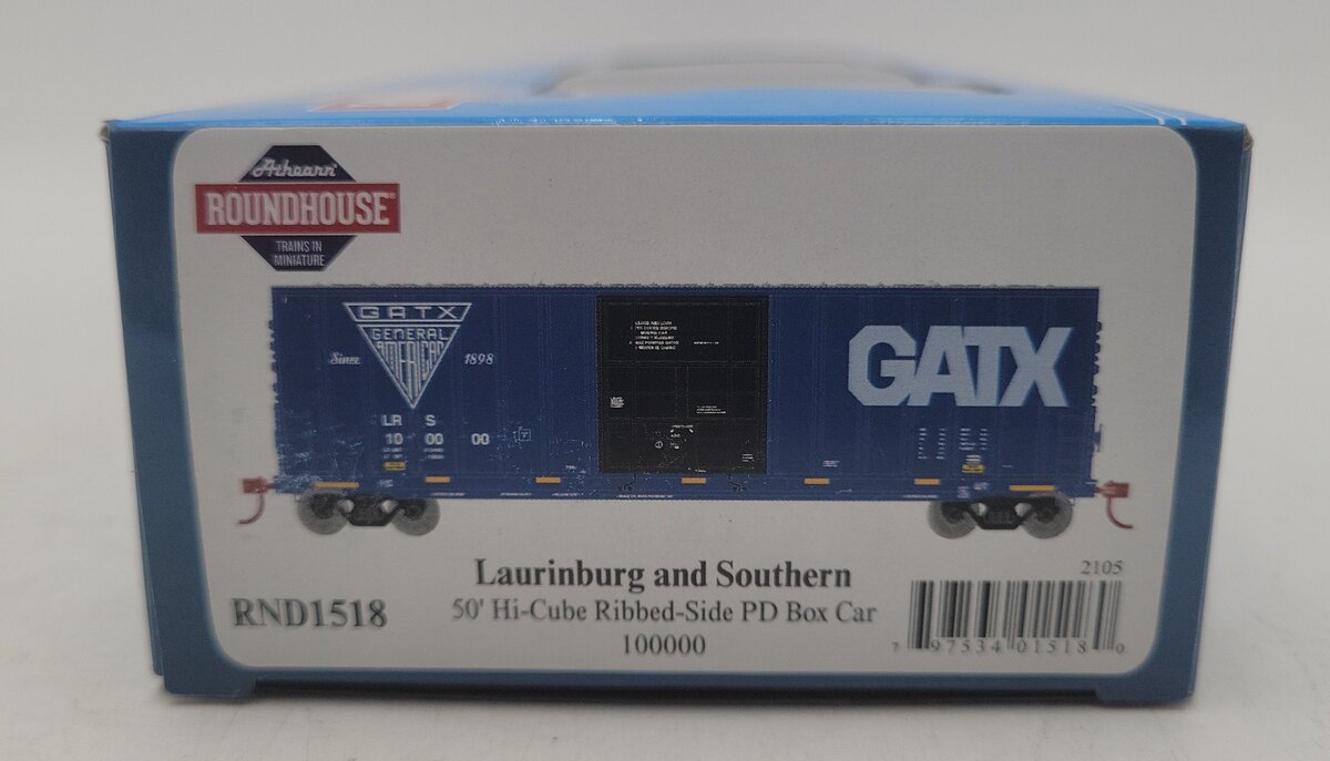 Athearn 1518 HO Scale GATX 50' Hi-Cube Ribbed-Side PD Boxcar #100000 LN/Box