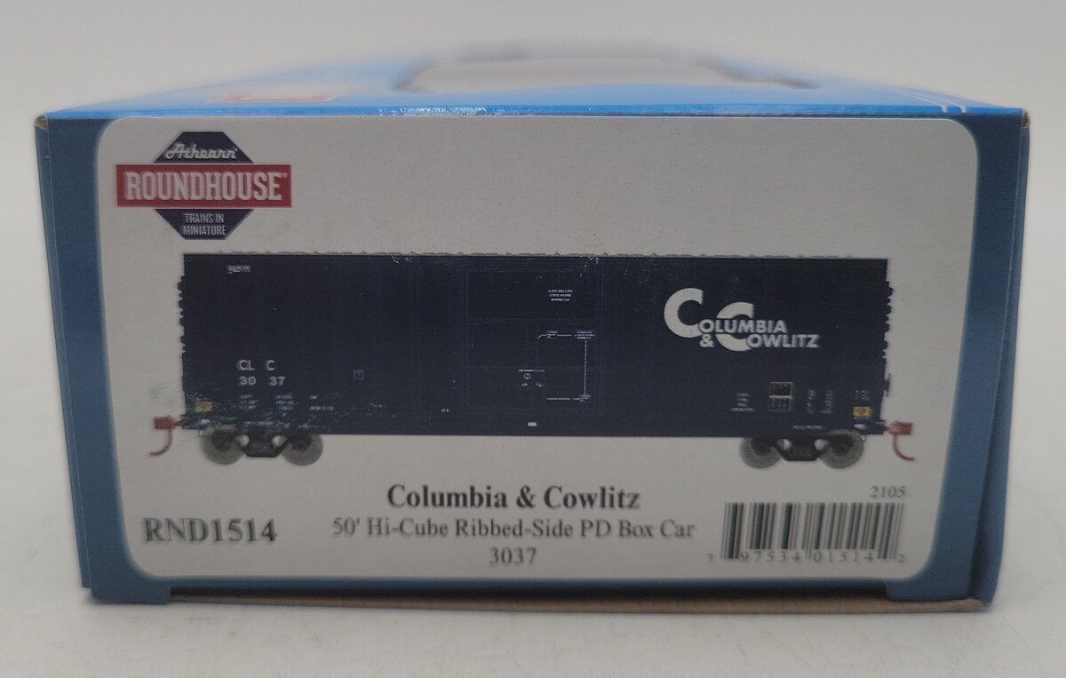 Athearn 1514 HO Scale Columbia & Cowlitz 50' Hi-Cube Ribbed-Side PD Boxcar #3037 LN/Box