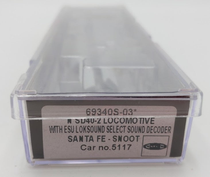 InterMountain 69340S-03 N Santa Fe SD40-2 Diesel Locomotive #5117 w DCC/Sound VG/Box