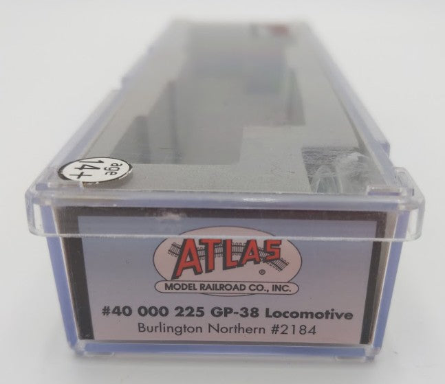 Atlas 40000225 N Scale Burlington Northern GP38 Low Nose Diesel Loco #2184 w DCC VG/Box