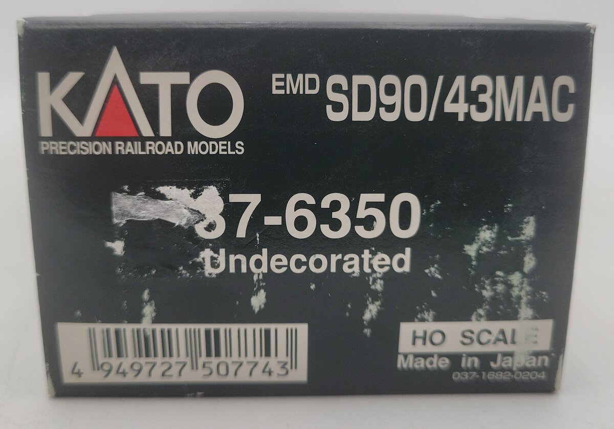 Kato 37-6350 HO Scale Undecorated EMD SD90/43MAC Diesel Locomotive EX/Box