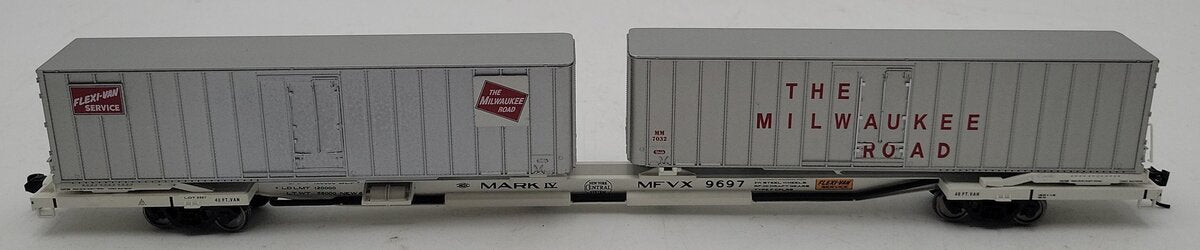 Walthers 932-41065 HO NYC Flexi-Van Flatcar w/ 2 Trailers #9697 VG