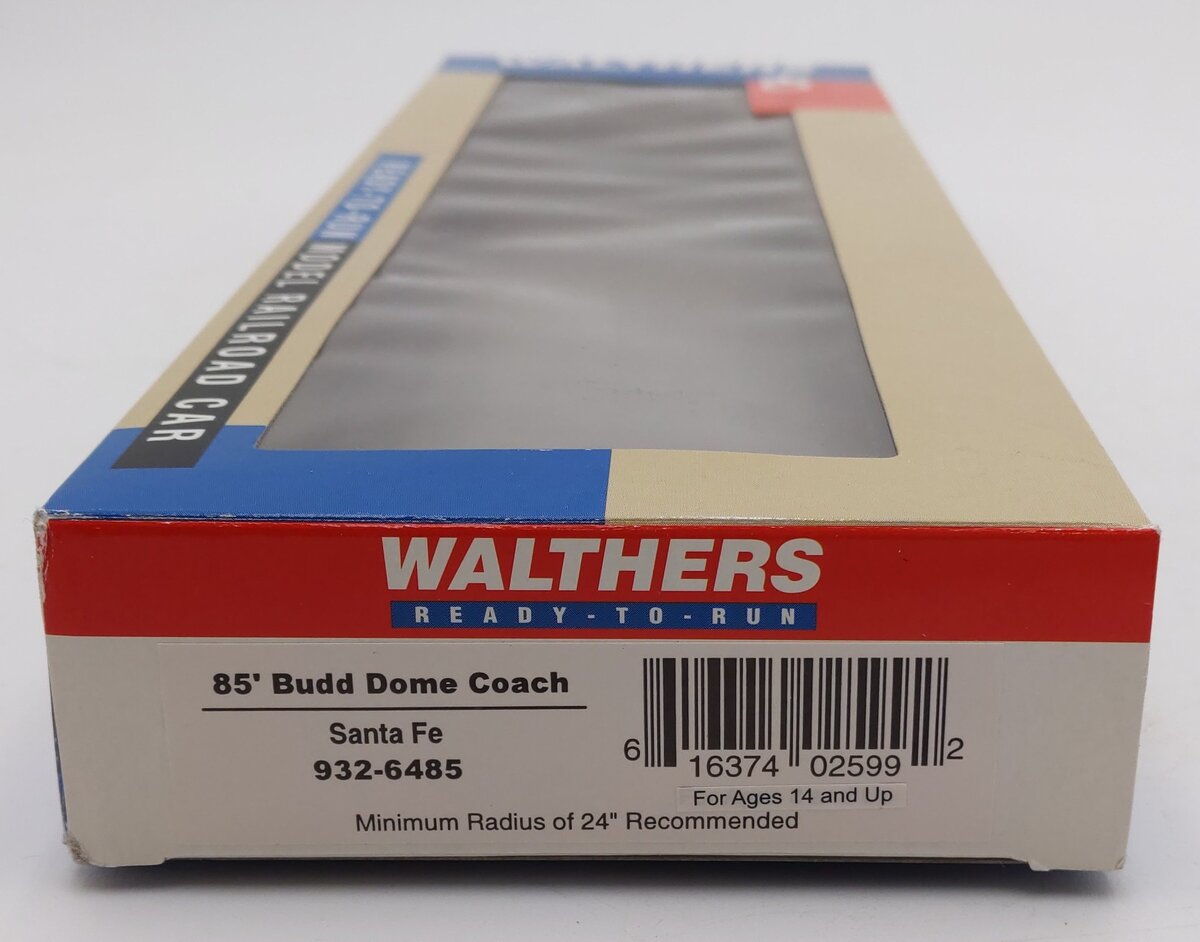 Walthers 932-6485 HO Scale Santa Fe 85' Budd Dome Coach LN/Box