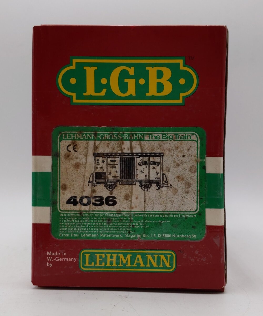 LGB 4036 G Scale Circus Animal Wagon w/ Metal Wheels EX/Box