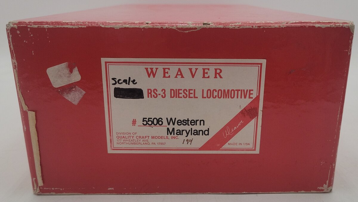 Weaver 5506 O Scale 2-Rail Western Maryland Diesel Locomotive #194 EX/Box