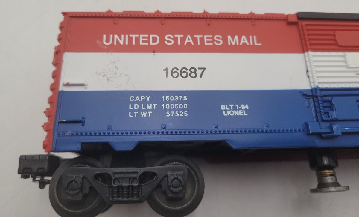Lionel 6-16687 O Gauge US Mail Operating Post Office Car EX
