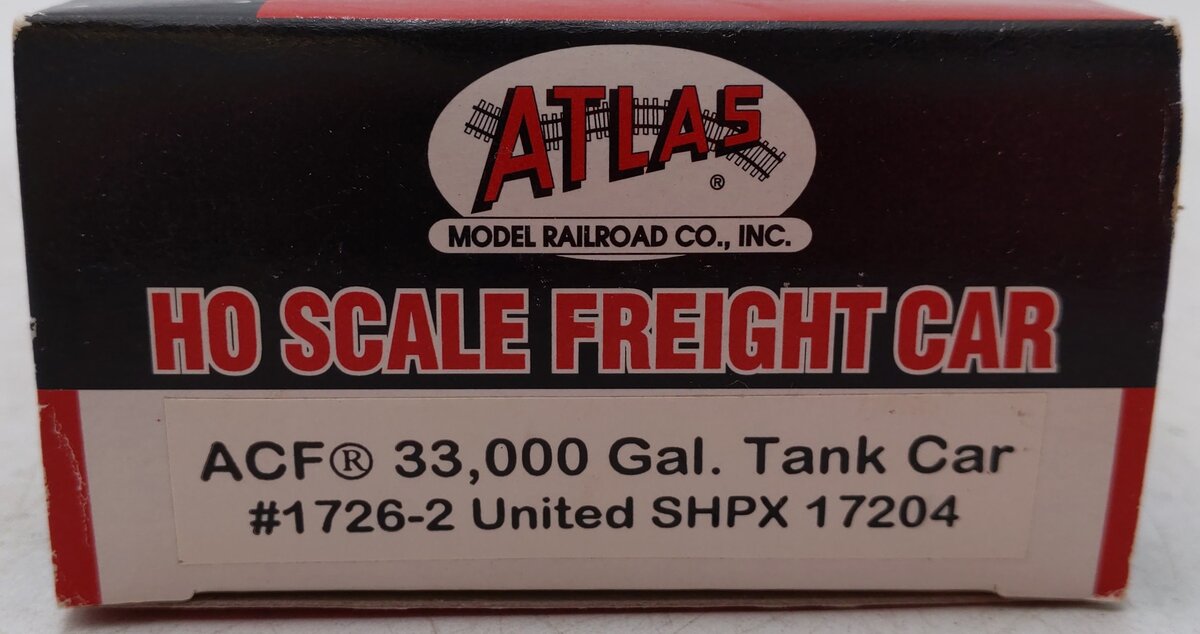Atlas 1726-2 HO Scale United SHPX ACF 33,000 Gallon Tank Car #17204 EX/Box