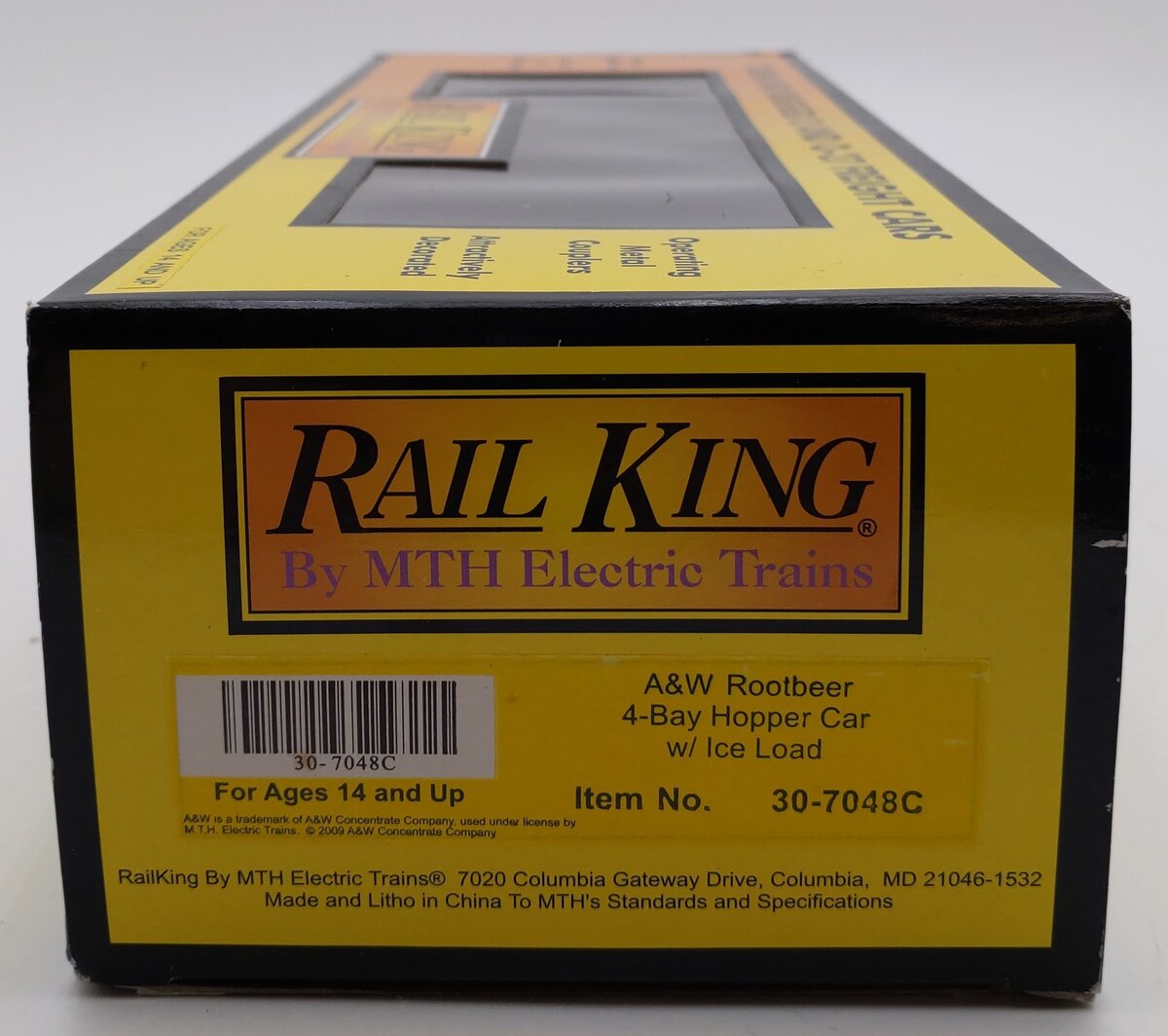 MTH 30-7048C O A&W Rootbeer 4-Bay Hopper w/ Ice Load #91919 LN/Box