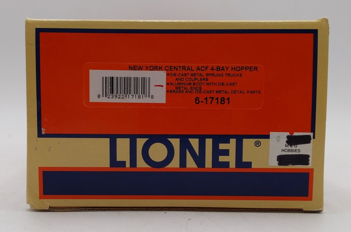 Lionel 6-17181 O Gauge New York Central ACF 4-Bay Hopper #892138 LN/Box