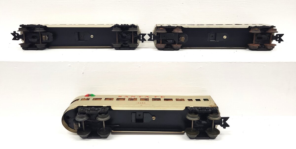 Marx 3152S Vintage O Santa Fe Tinplate Pullman Set #3197, #3152, #3152 VG