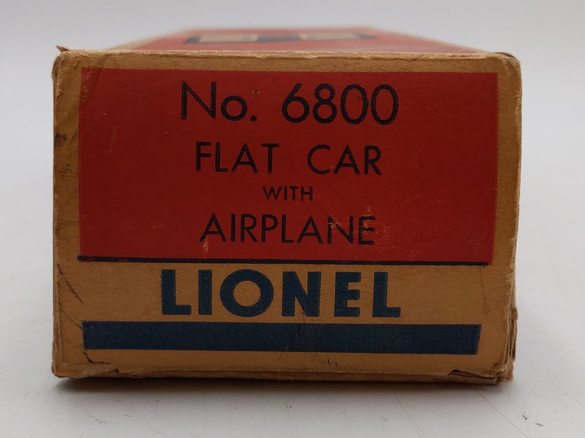 Lionel 6800 Vintage O Flatcar with Black over Yellow Airplane EX/Box
