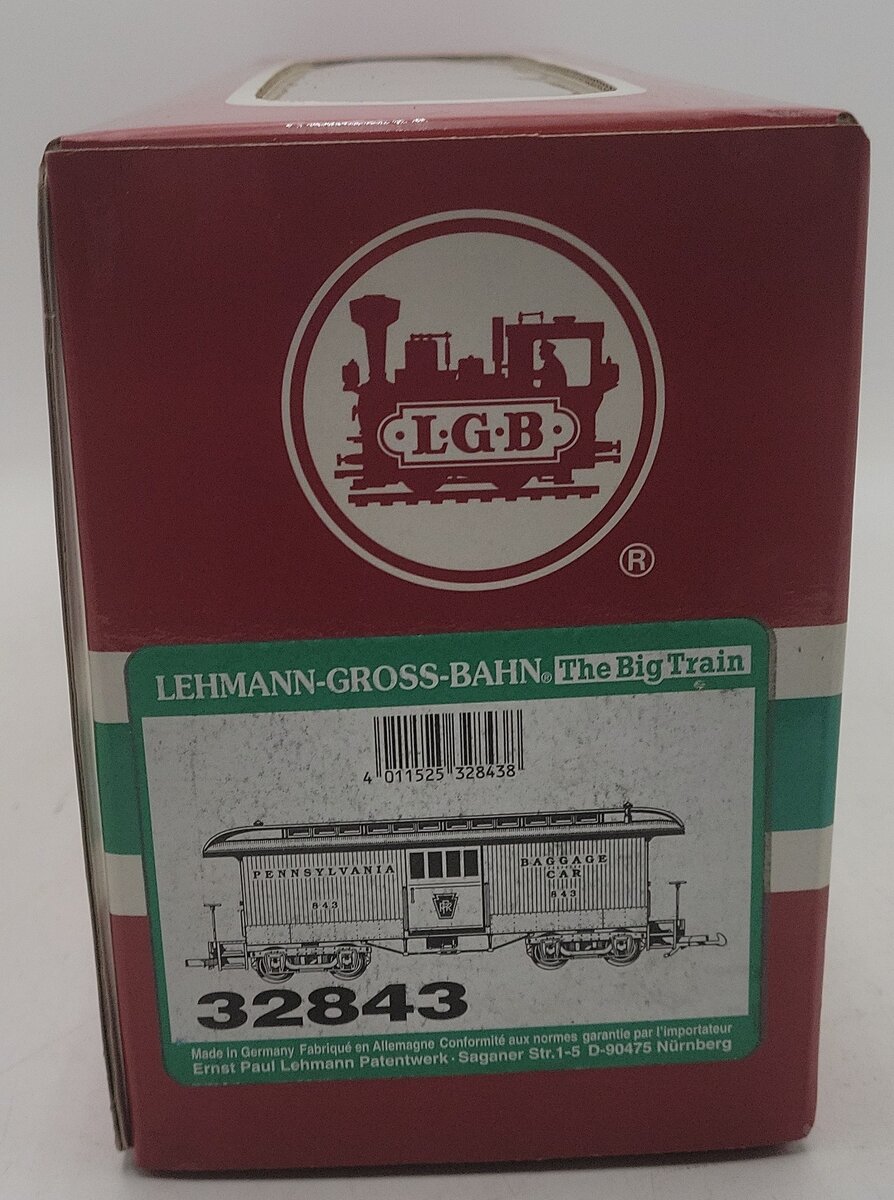 LGB 32843 G Gauge Pennsylvania Baggage Car - Plastic Wheels VG/Box