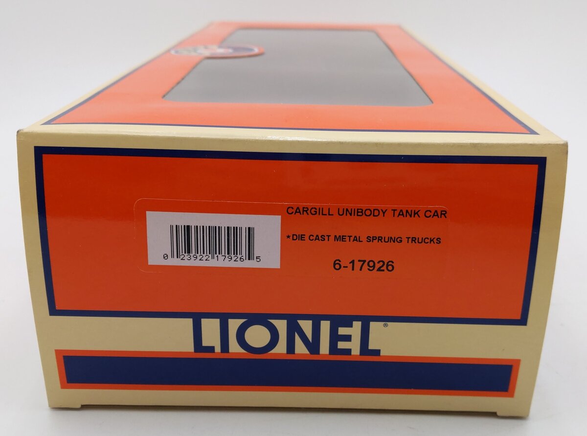 Lionel 6-17926 O Gauge Cargill Unibody Tank Car #5836 EX/Box