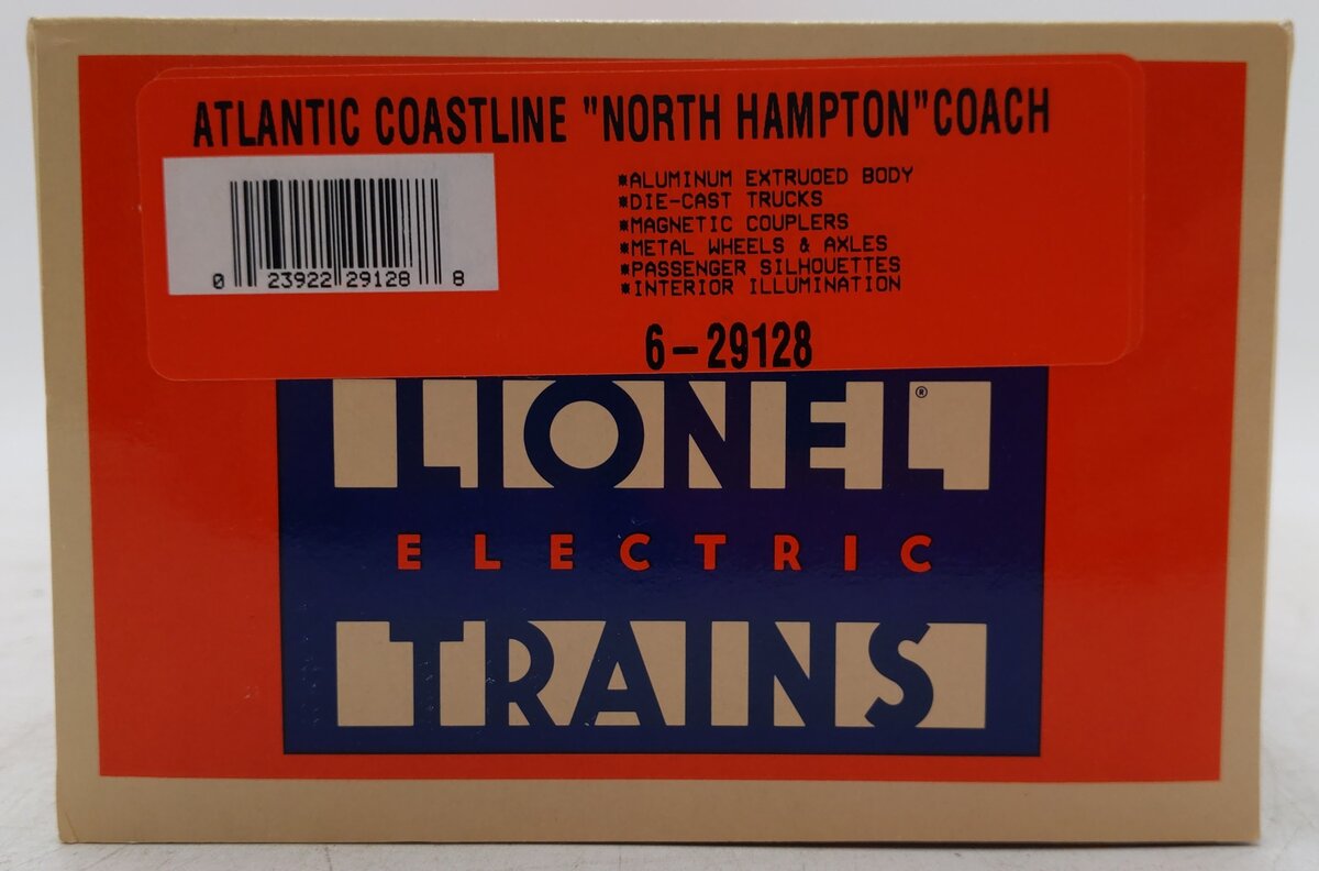 Lionel 6-29128 O Gauge Atlantic Coast Line "North Hampton" Aluminum Coach Car EX/Box