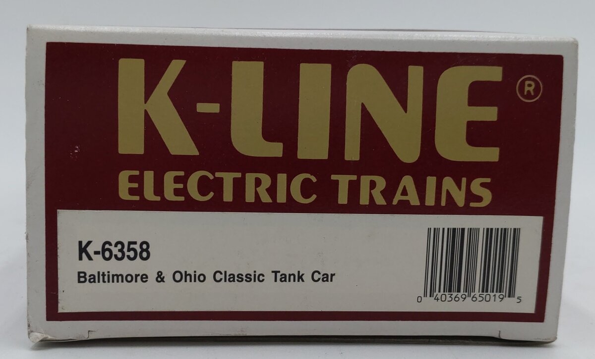 K-Line K-6358 O Gauge Baltimore & Ohio Single Dome Tank Car #X6358 LN/Box