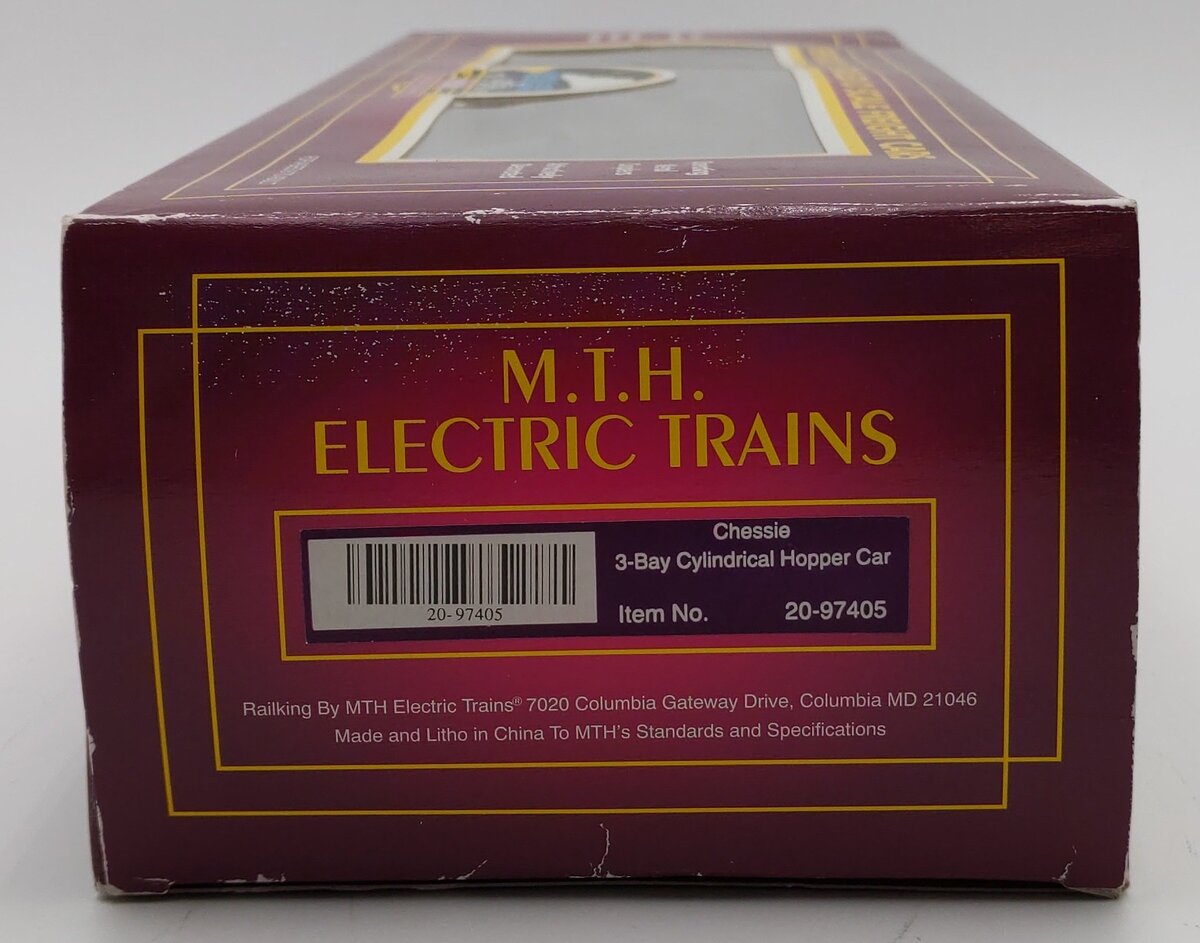 MTH 20-97405 O Gauge Chessie 3-Bay Cylindrical Hopper #101476 EX/Box