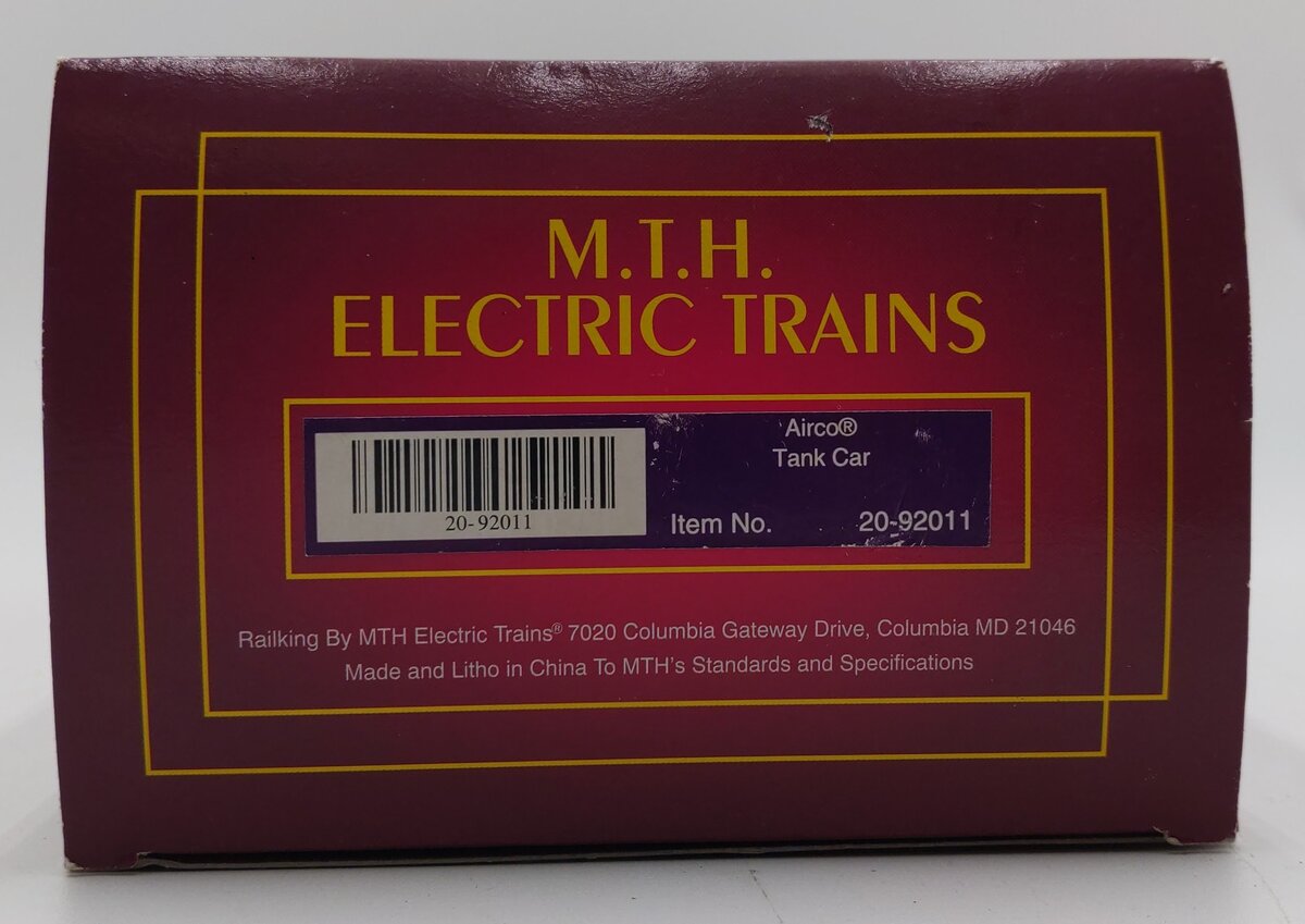 MTH 20-92011 O Gauge Airco Single Dome Tank Car #3008 EX/Box
