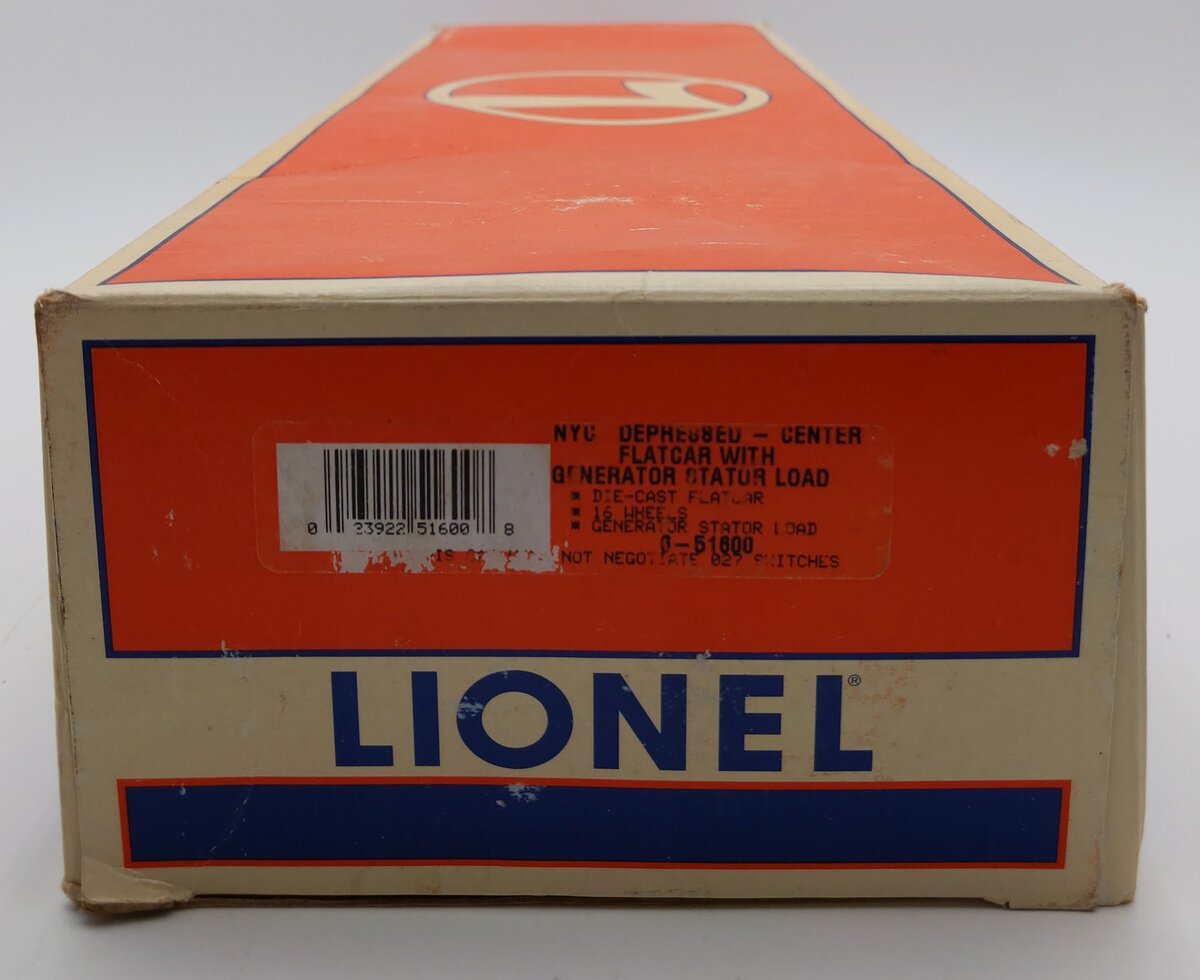 Lionel 6-51600 O New York Central Depressed Flatcar w/Generator Stator Load EX/Box