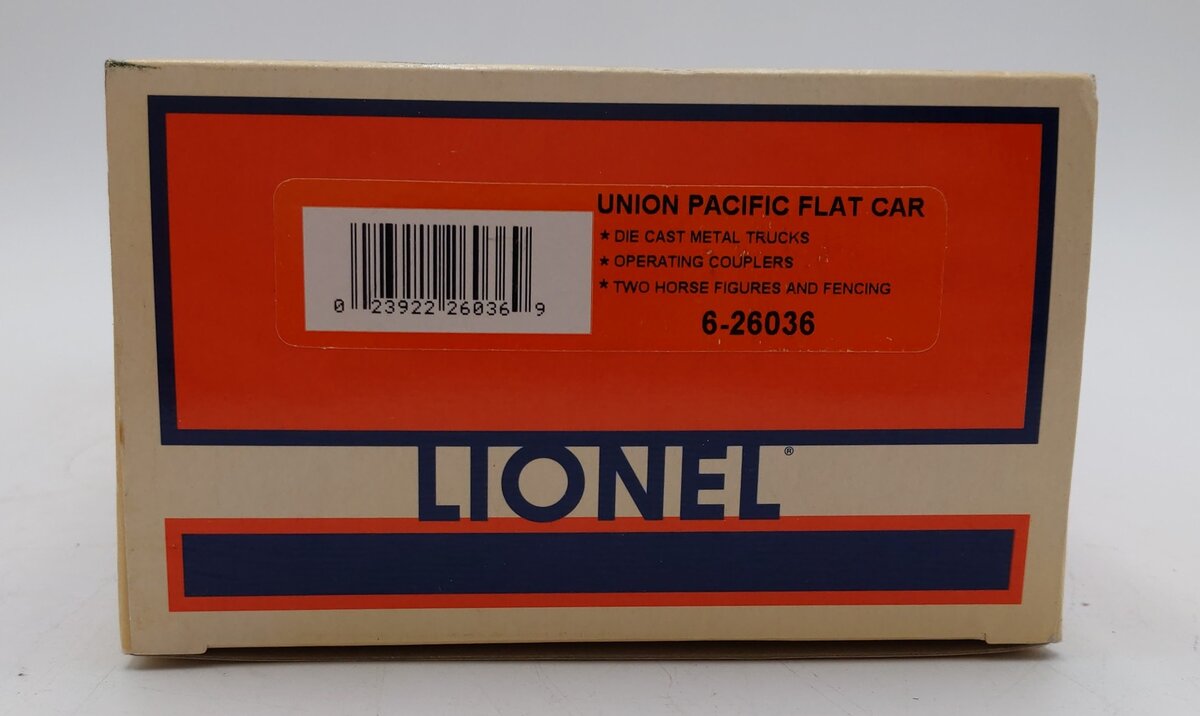 Lionel 6-26036 O Gauge Union Pacific Flatcar W/ Horses EX/Box