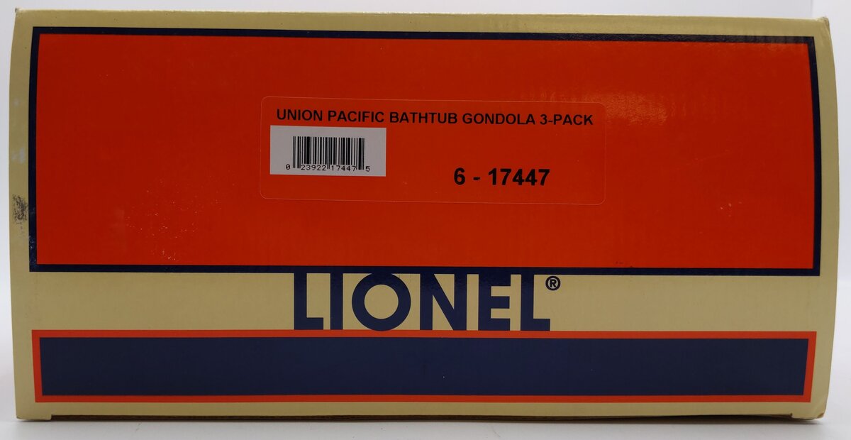 Lionel 6-17447 O Gauge Union Pacific Bathtub Gondolas (Set of 3) LN/Box