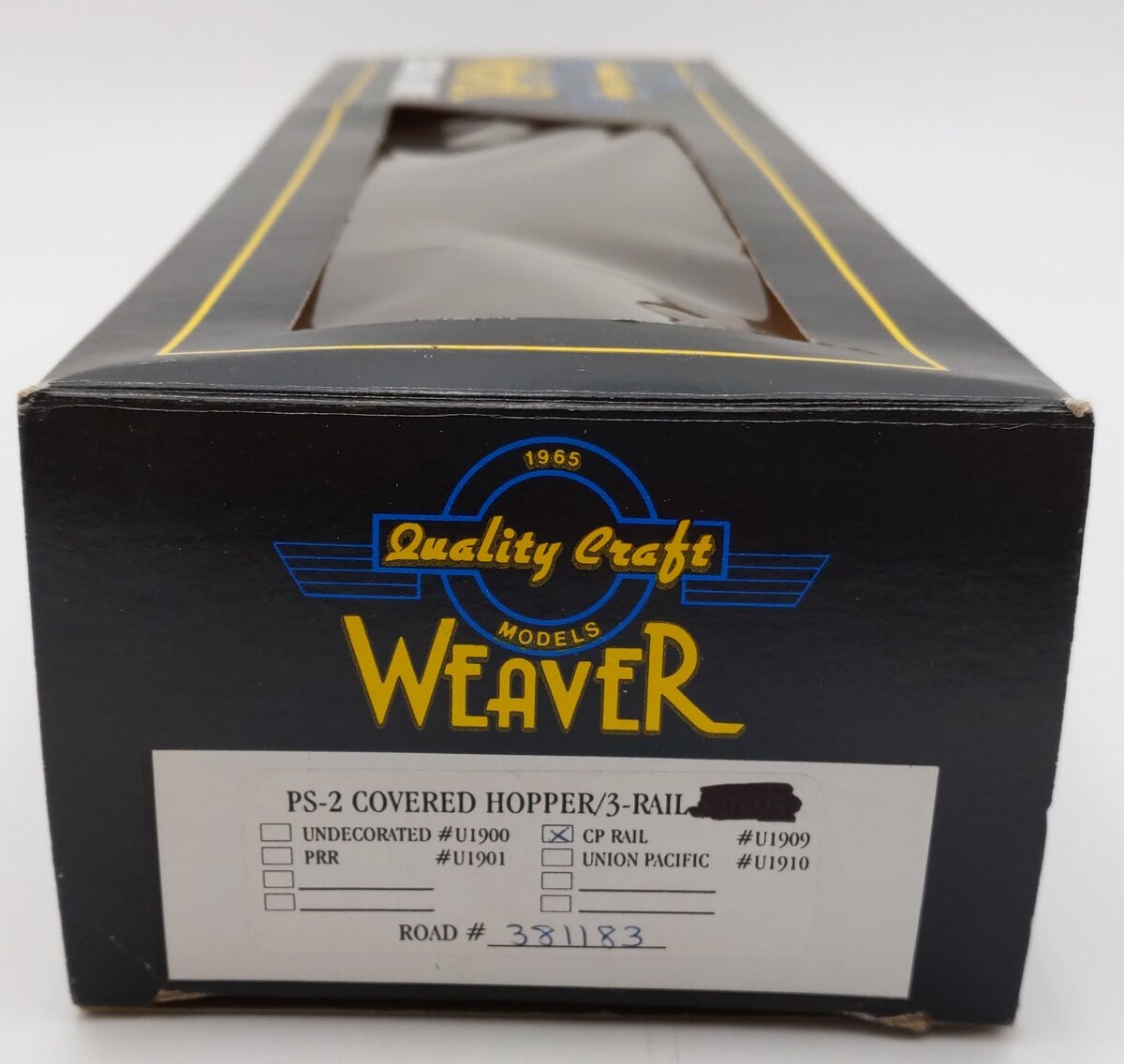Weaver U1909 O Gauge CP Rail PS-2 Covered Hopper #381183 (3-Rail) EX/Box