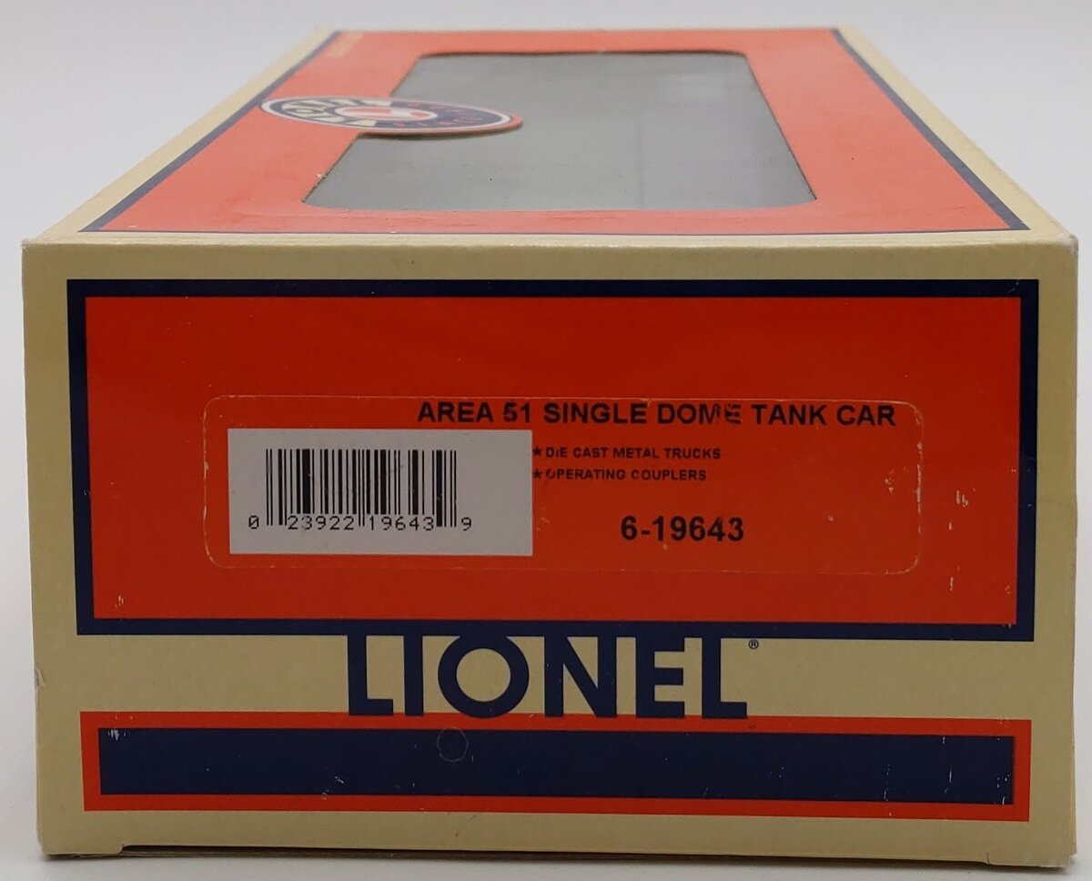 Lionel 6-19643 Alien Area 51 Single Dome Tank Car LN/Box