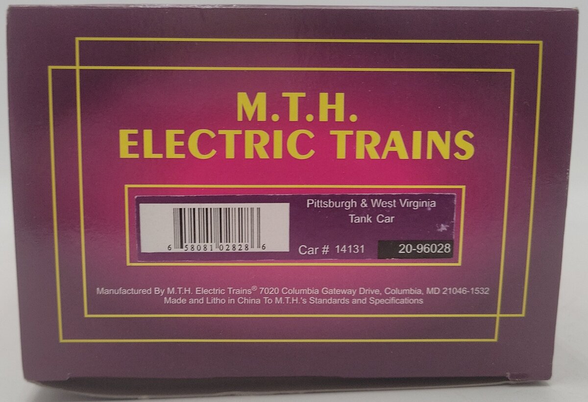 MTH 20-96028 O Gauge Pittsburgh & West Virginia Tank Car #14131 EX/Box