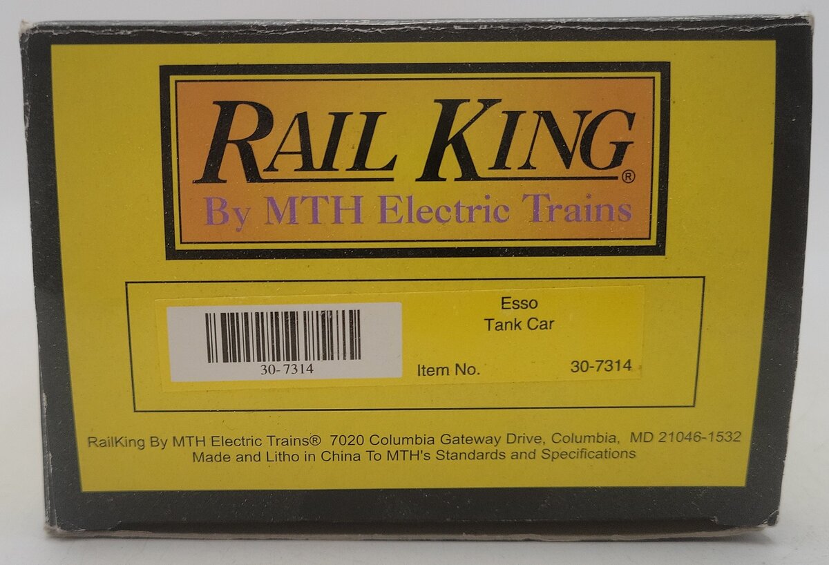 MTH 30-7314 O Gauge ESSO Single Dome Tank Car #91863 EX/Box