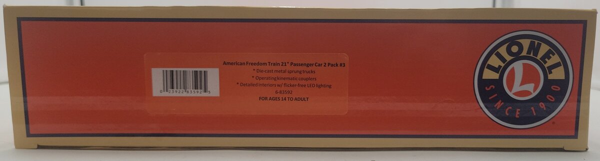 Lionel 6-83592 O Gauge American Freedom Train Passenger Car 2 Pack #108 & #109 LN/Box