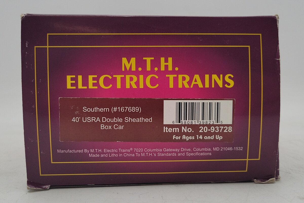 MTH 2093728 O Southern 40' USRA Double Sheathed Box Car #167689 EX/Box