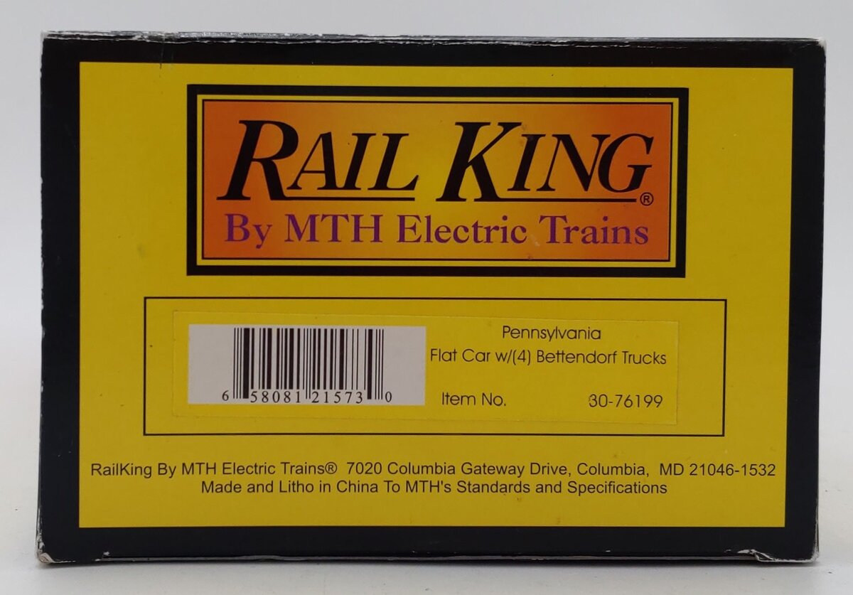 MTH 30-76199 O Pennsylvania Flat Car w/(4) Bettendorf Trucks #473606 LN/Box