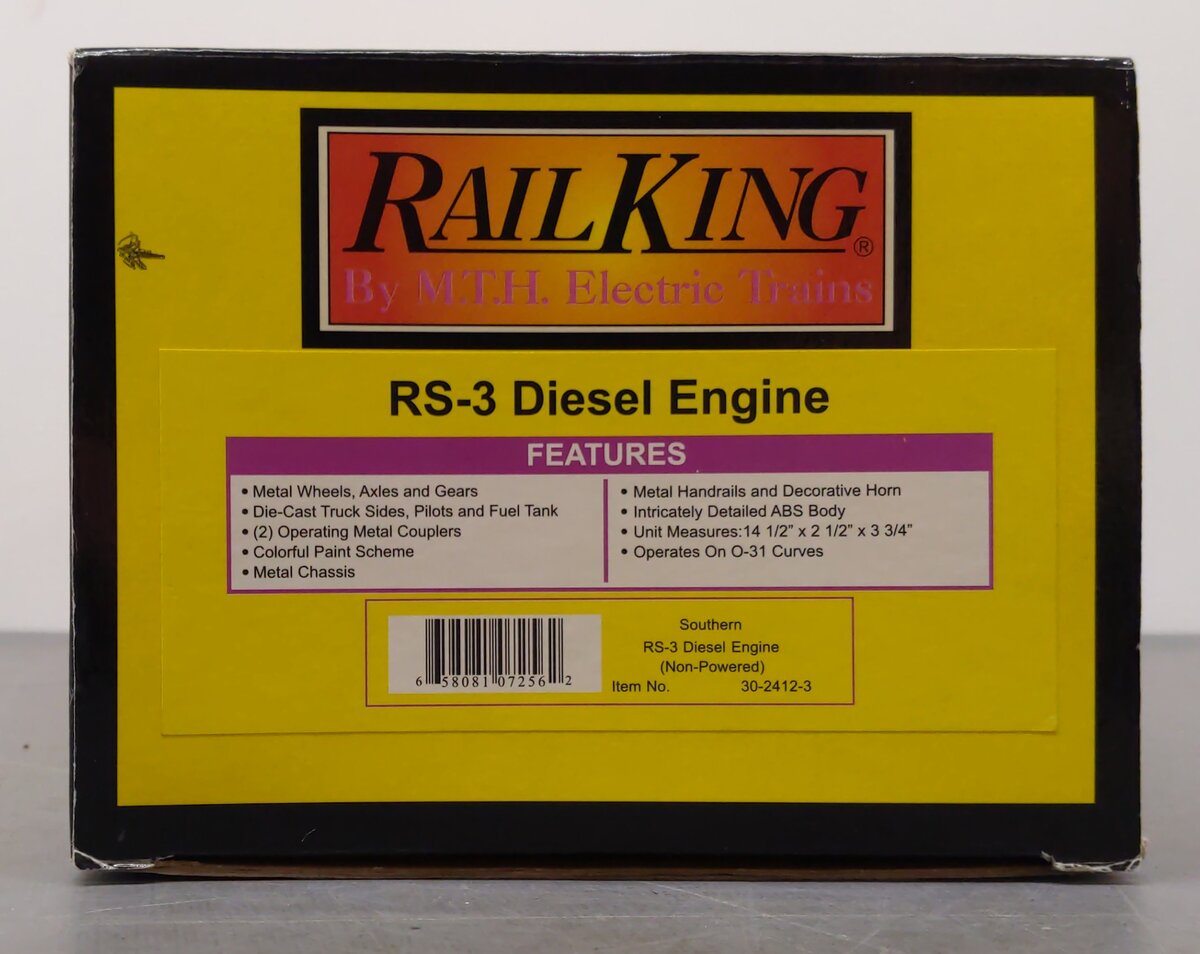 MTH 30-2412-3 O Gauge Southern RS-3 Non-Powered Diesel Engine #2026 EX/Box