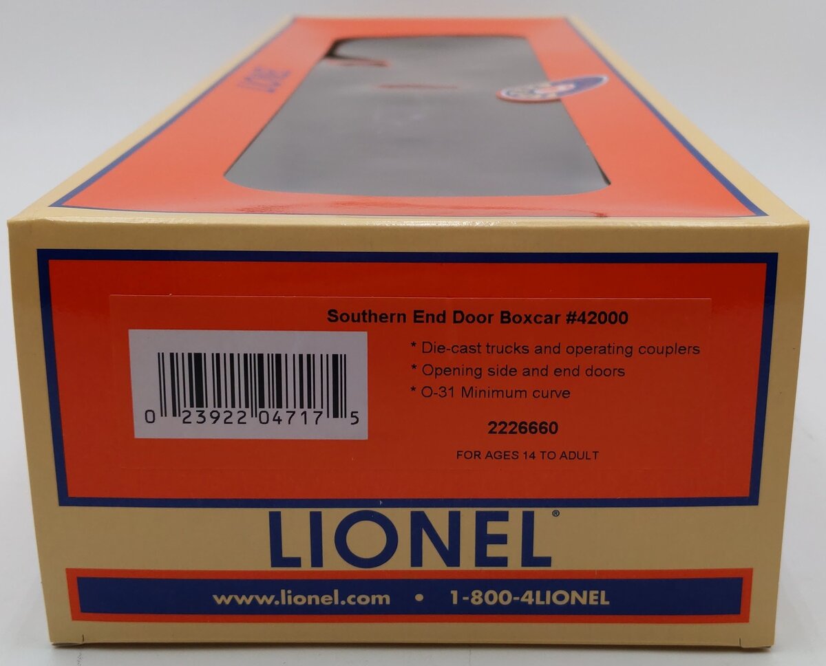 Lionel 2226660 O Southern End Door Boxcar #42000 LN/Box