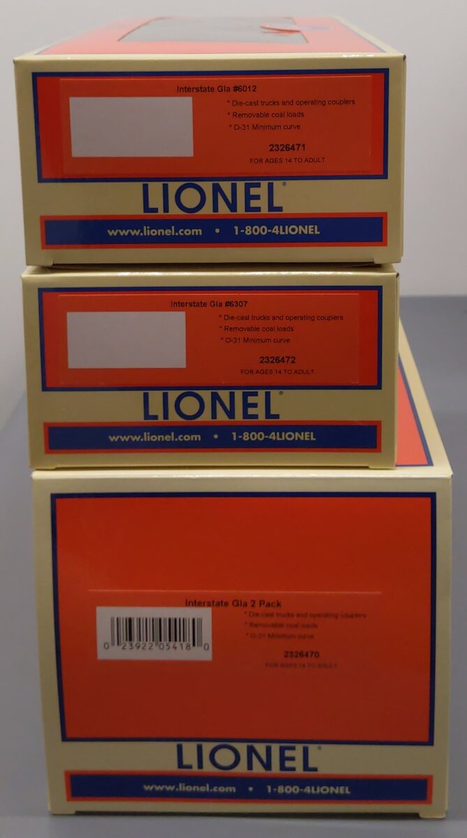 Lionel 2326470 O Gauge Interstate GLA Hopper (Set of 2) EX/Box
