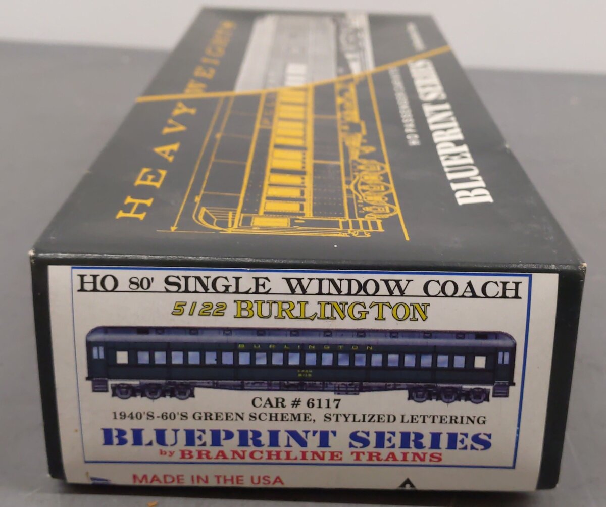 Branchline Trains 5122 HO Scale 80's Single Window Coach Burlington Kit #6117 EX/Box