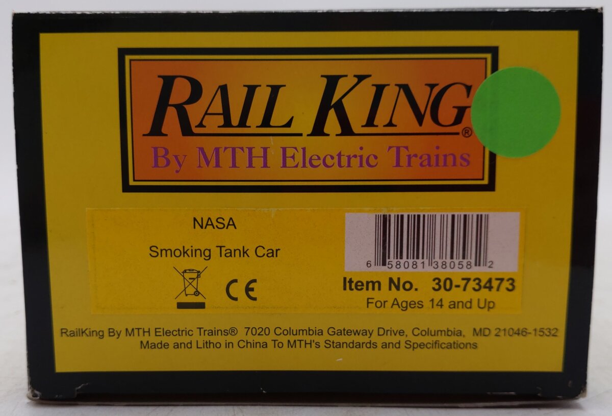MTH 30-73473 O Gauge NASA RailKing Smoking Tank Car EX/Box
