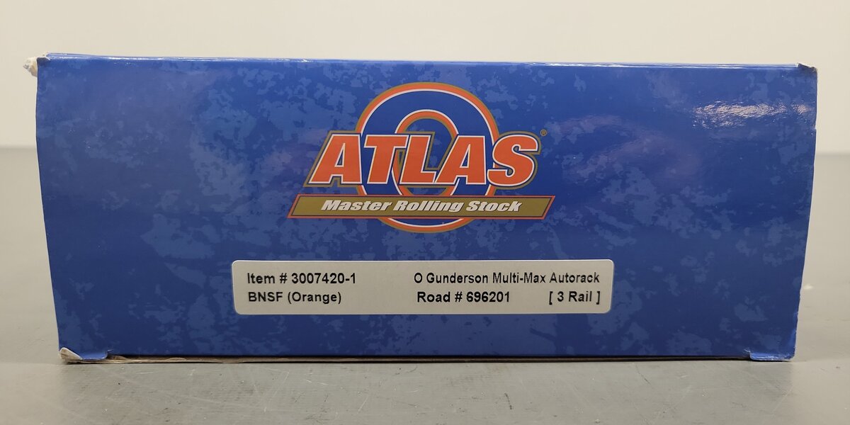 Atlas 3007420-1 O Gauge BNSF Gunderson Multi-Max Autorack #696201(3-Rail) EX/Box