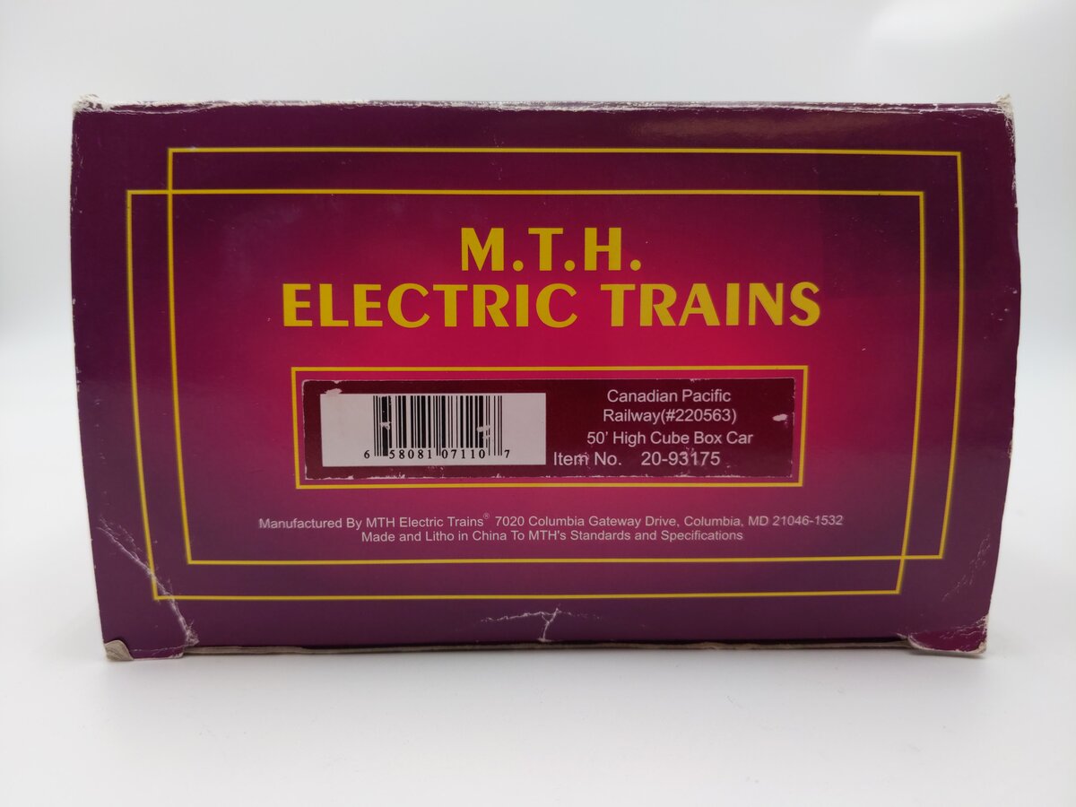 MTH 20-93175 O Gauge Canadian Pacific Railway 50' High Cube Boxcar #220563 EX/Box
