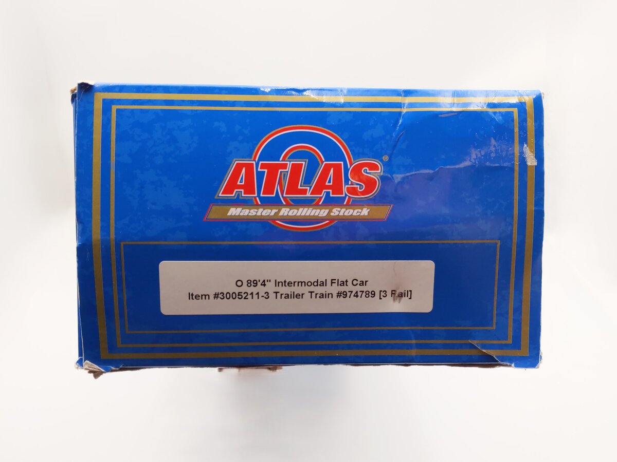 Atlas 3005211-3 O TTAX 89'4" Intermodal Flat Car Trailer Train #974789 (3-Rail) EX/Box