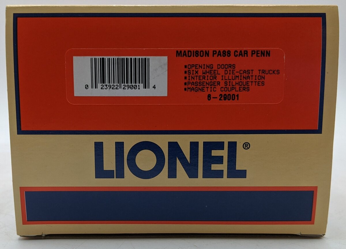 Lionel 6-29001 O Gauge PRR "Villa Royal" Madison Coach #2621 LN/Box